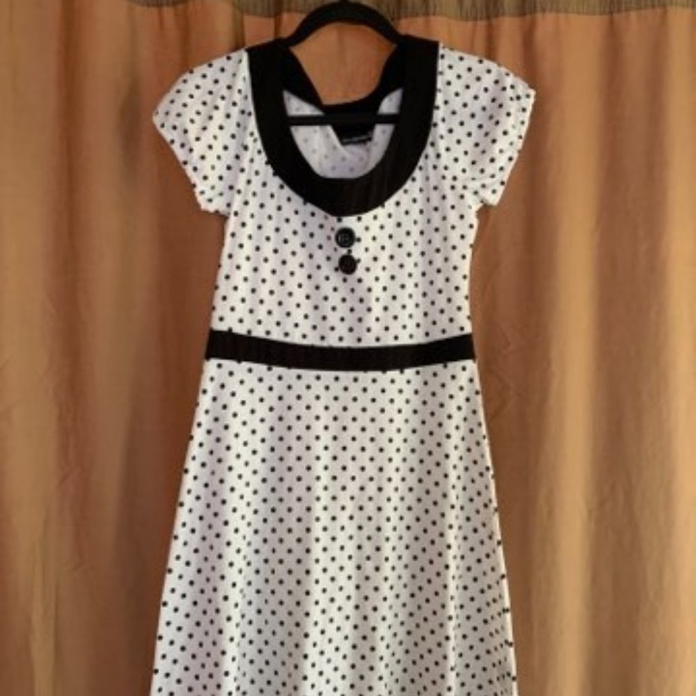 *SOURPUSS* White and Black Polka Dot BabyDoll